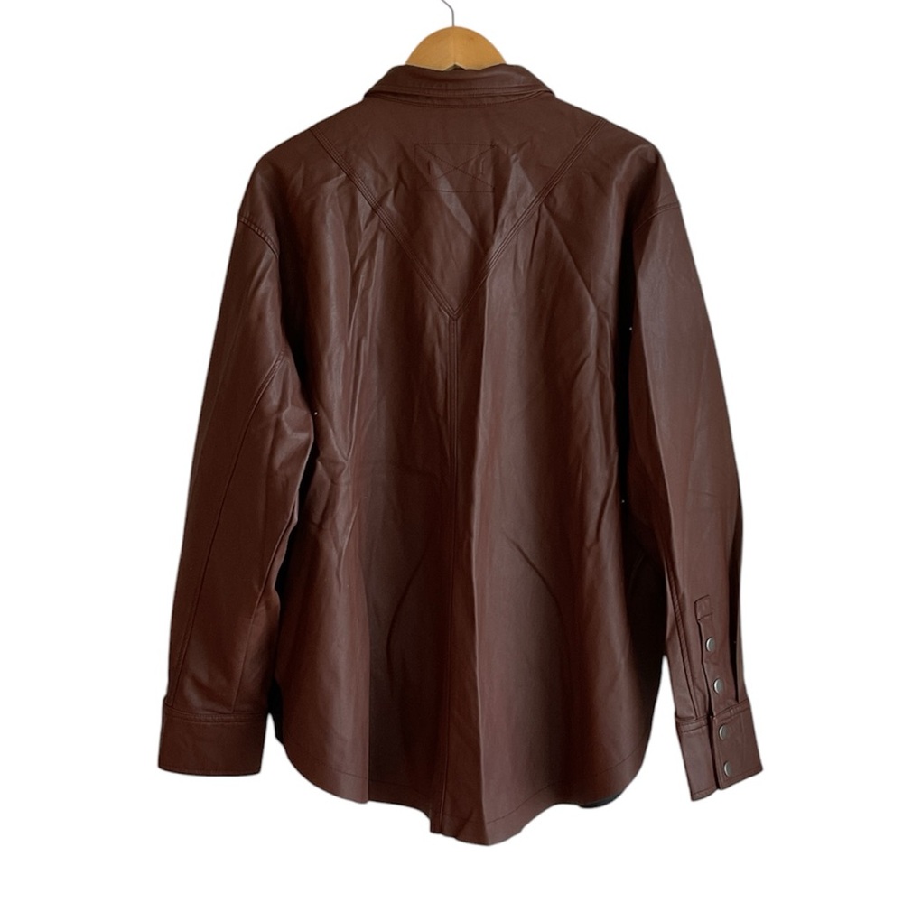 Free People We The Free Easy Rider Faux Leather Shacket Brown, M - Picture 7 of 15